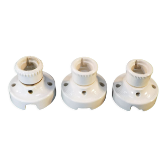 Set of 3 old porcelain wall lamps