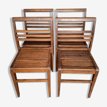 4 chairs René Gabriel wood ep 1940/50