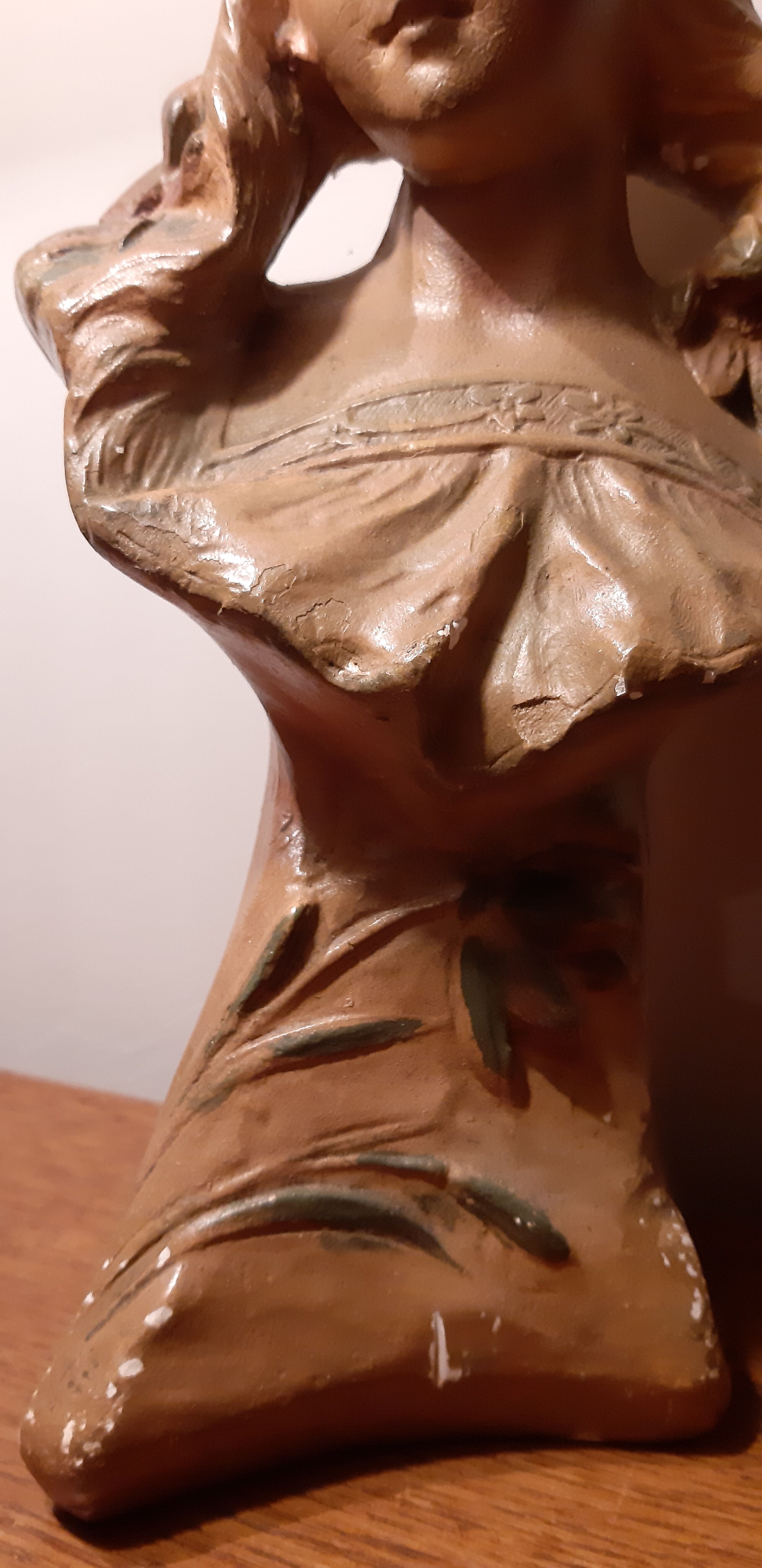 Bust in old plaster 1900 Art Nouveau signed Hochoch