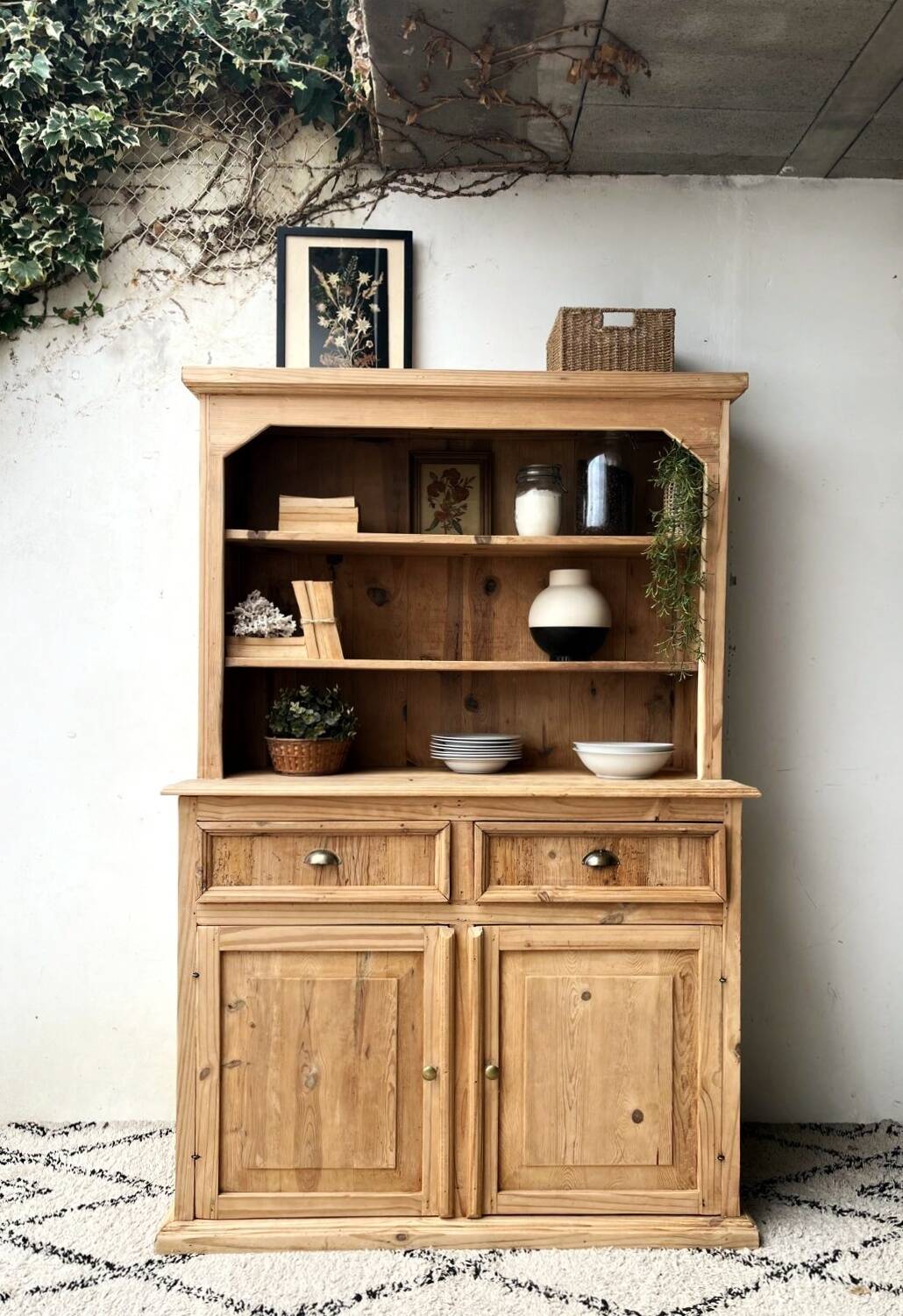 Buffet vaisselier en pin massif style anglais