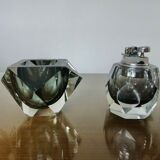 Ashtray and table lighter in Murano glass 1970
