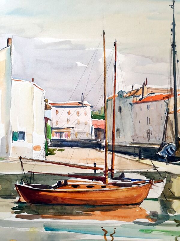 André Duculty (1912-1990) Watercolor on paper "Provencal Landscape" Signed lower right