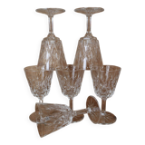 Set of 6 Arlequin white wine glasses in Reims crystal glass 1950