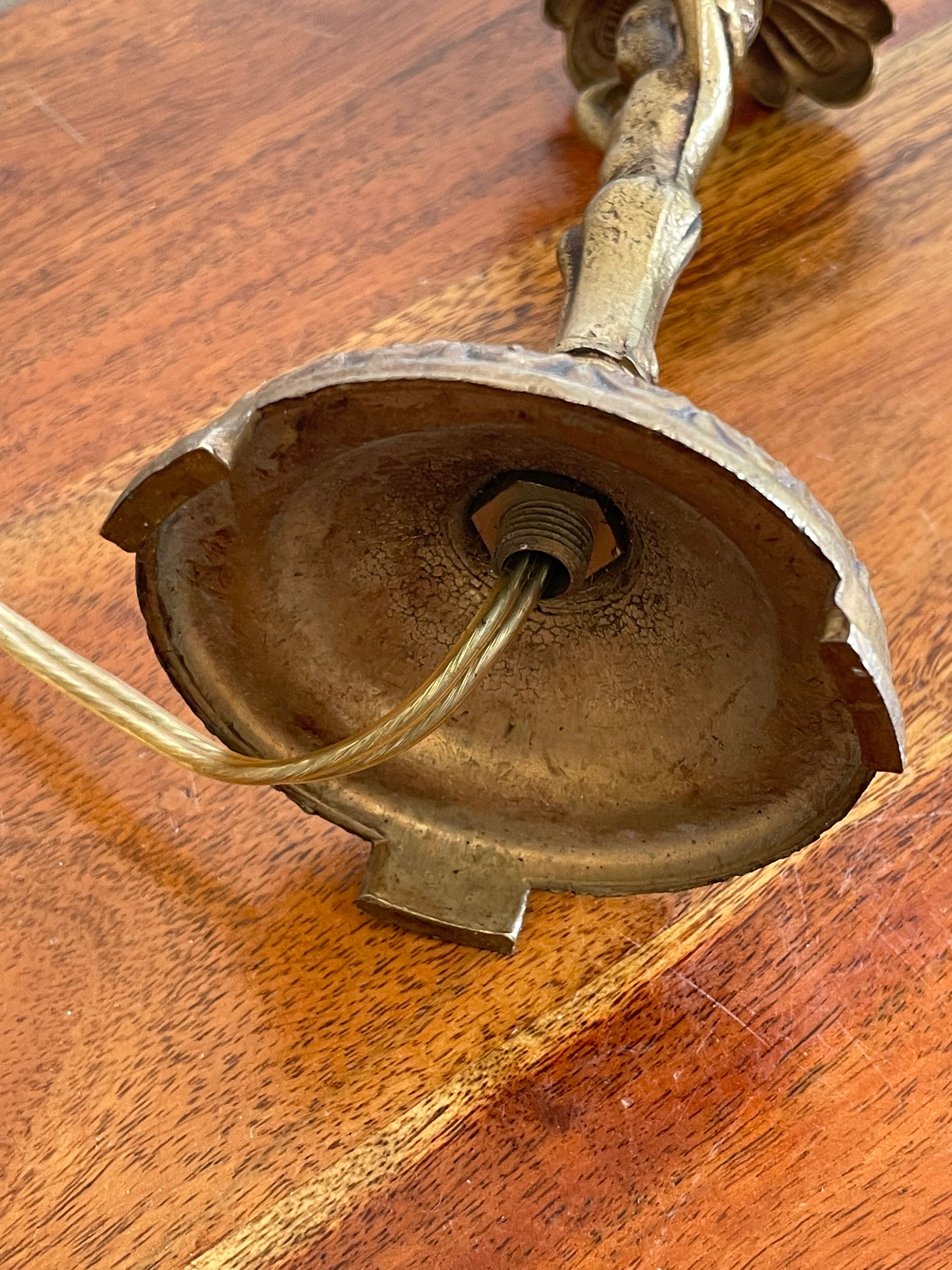 Electrified bronze candle holder