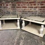 Sofa side tables in resin and brass