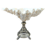 XXL large giant clam shell (Tridacne) on a silver-plated metal base, late 19th century