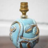 Vintage lamp, ceramic relief lamp, table lamp, bedside lamp, art deco, pottery, 50's