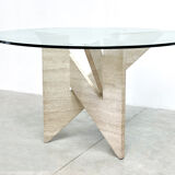 Architectural travertine dining table, 1970s