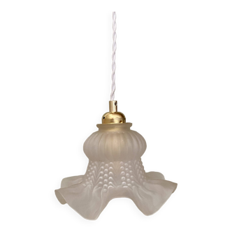 Vintage frosted glass tulip pendant light