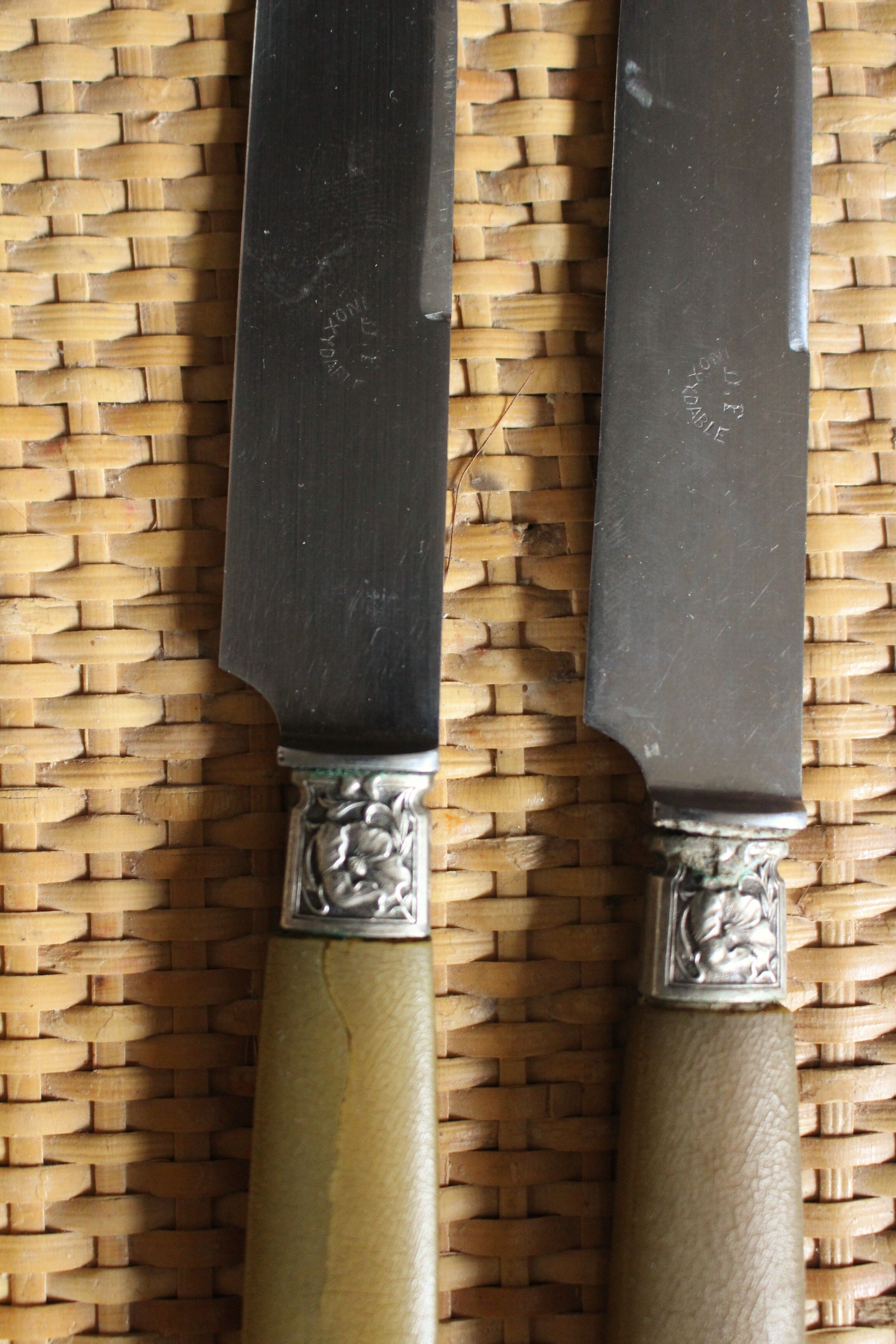 Lot 6 knives Ferrules flower shell blade bakelite steel