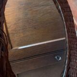 Oval wicker mirror