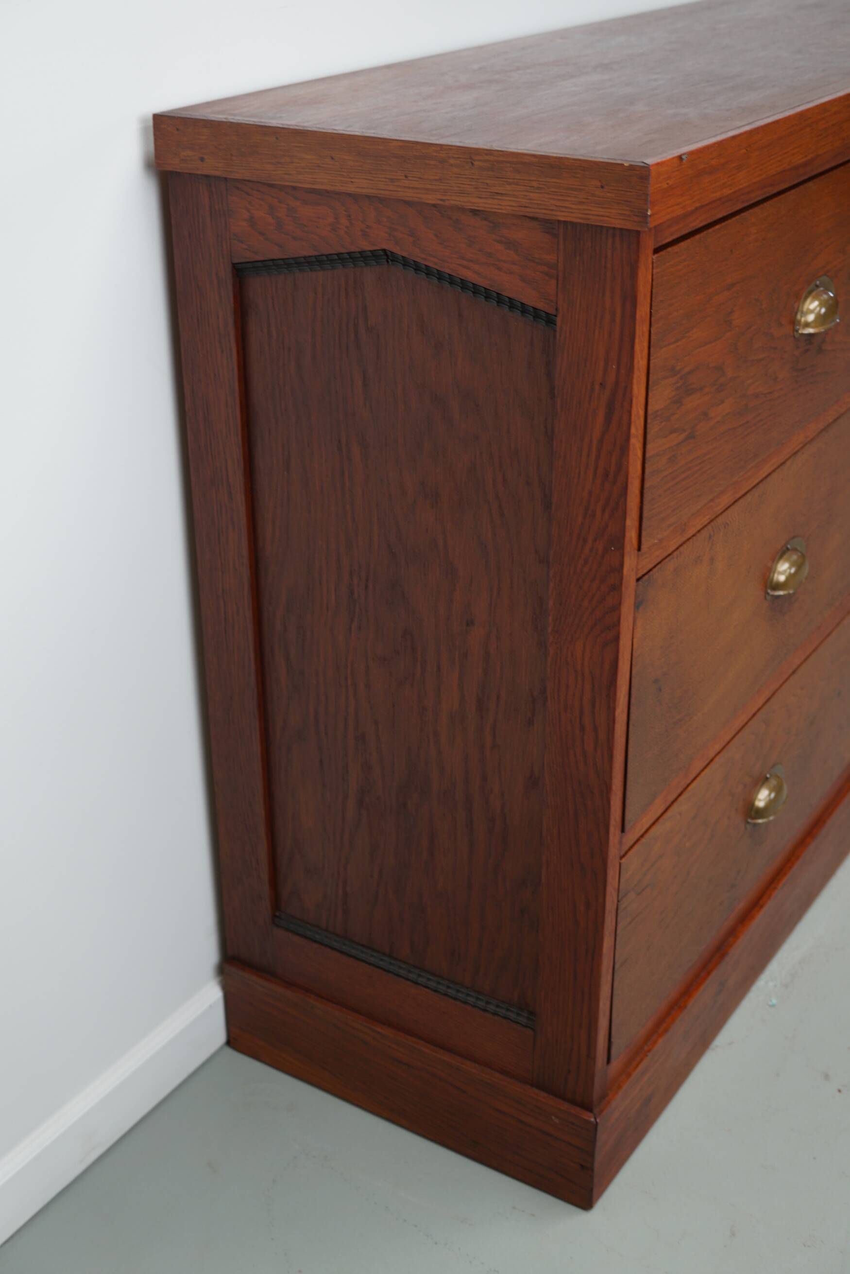 Large Vintage Dutch Oak Art Deco Shop Cabinet / Sideboard, 1930s