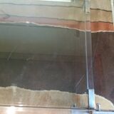 Table basse lucite, verre et métal années 80