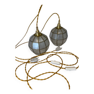 2 lampes baladeuses globes - laiton nacre
