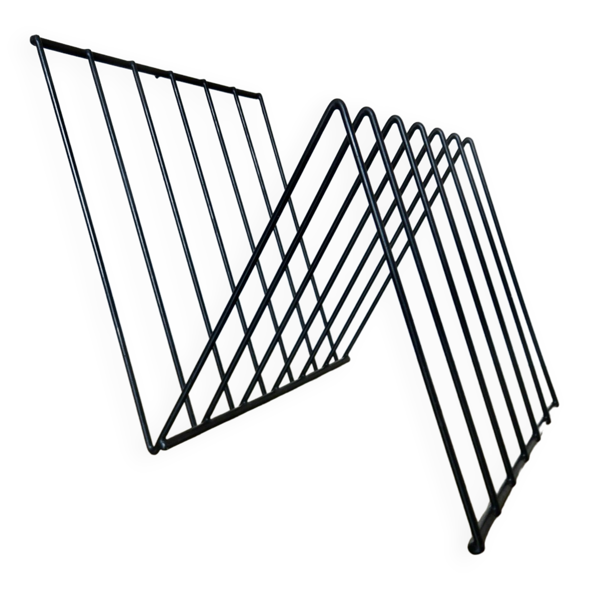 Z magazine holder in black lacquered metal 70s