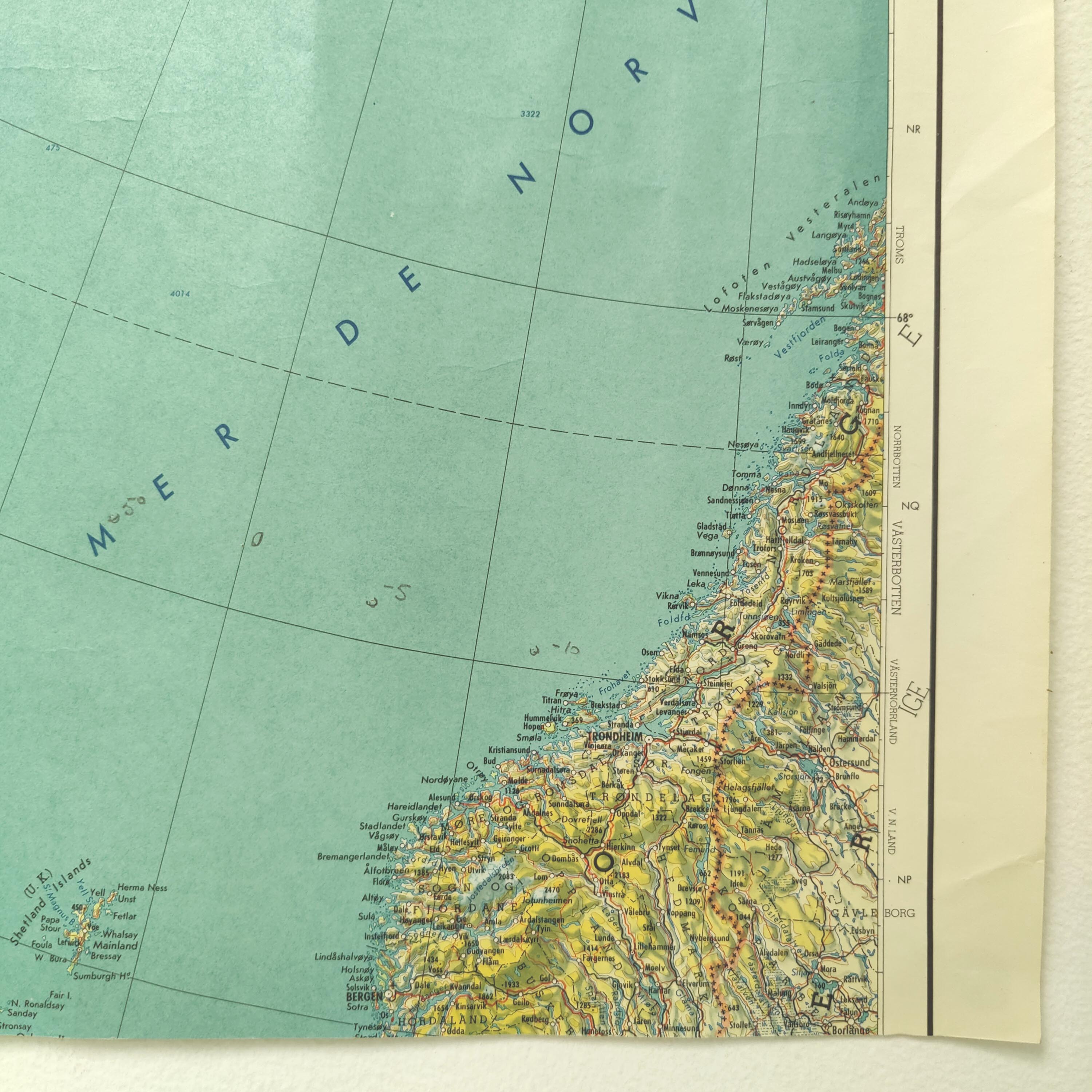 Vintage Map Iceland Greenland Canada 1968