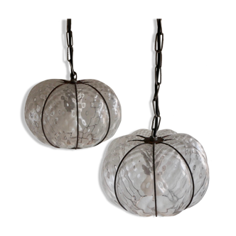 Pair of Murano blown glass pendants