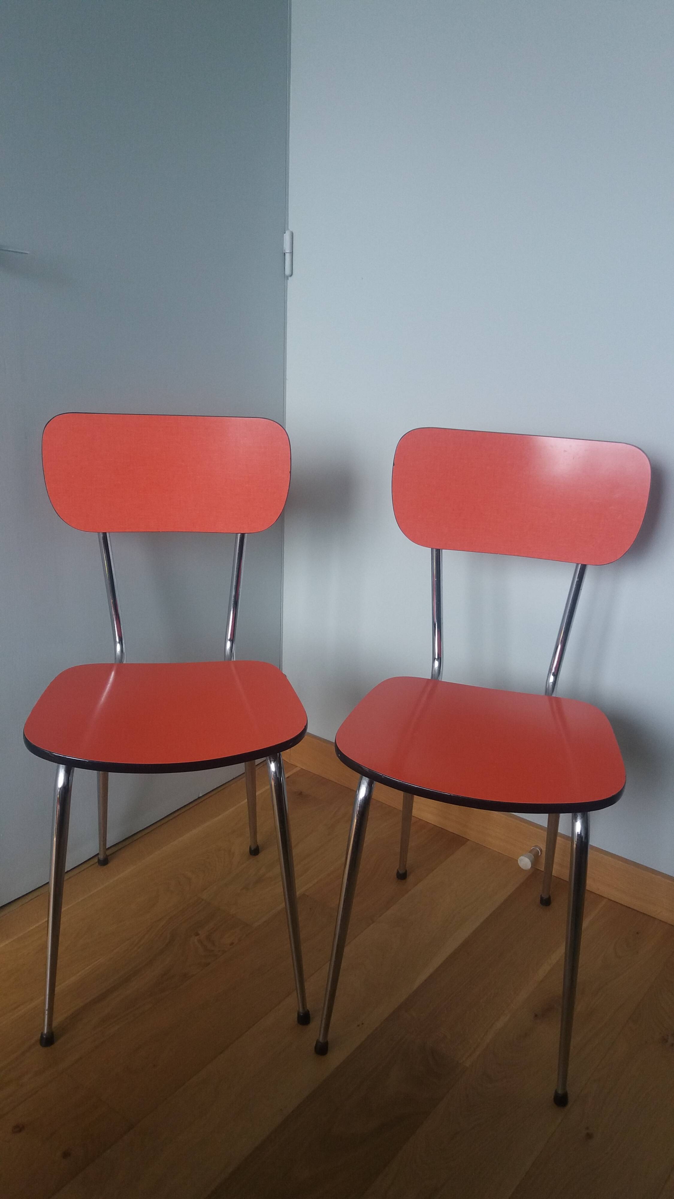 Chaises en formica et métal chromé