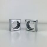 Pair of egg cups or space age napkin rings in aluminium, 1970s.
