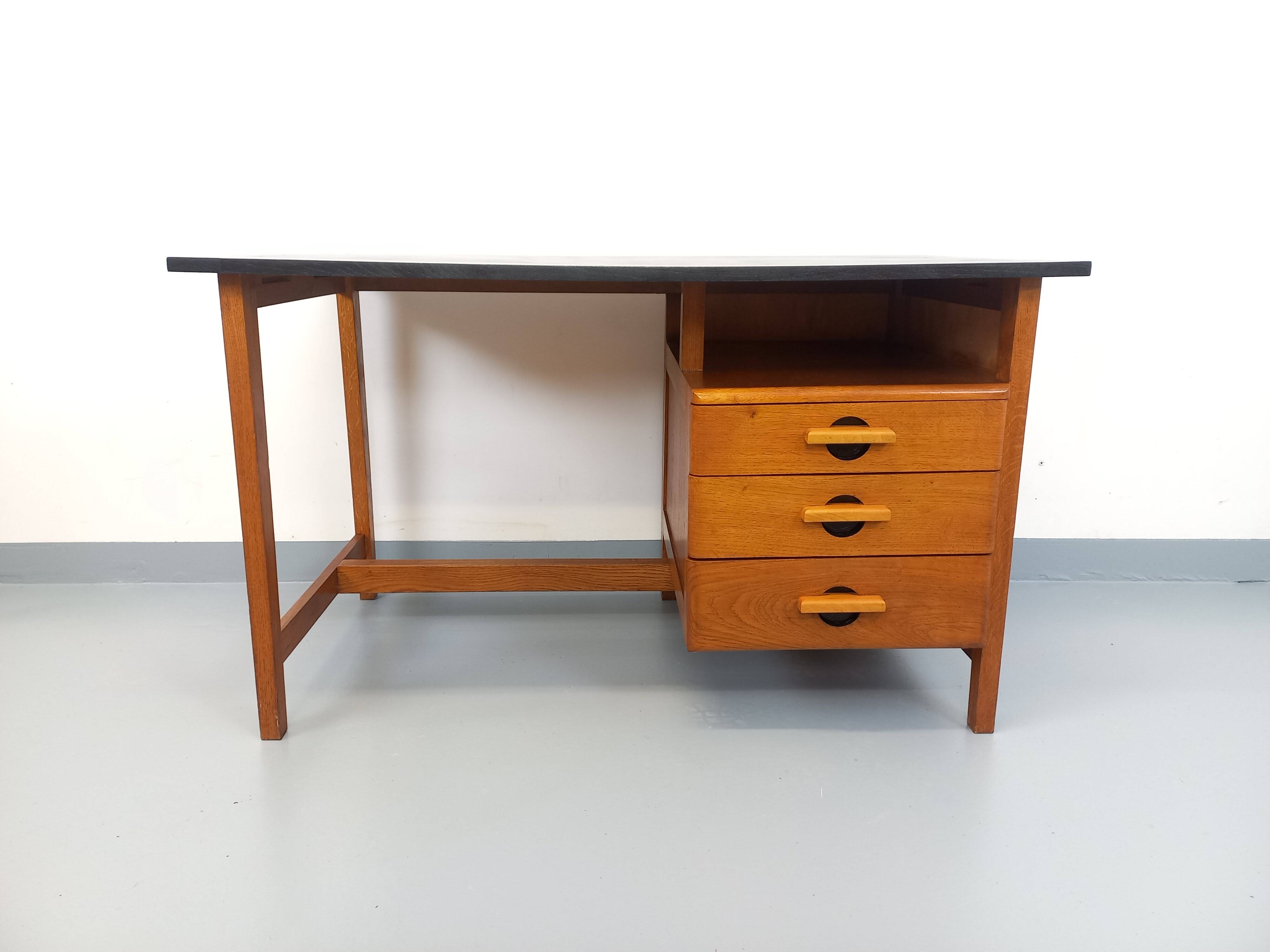 Vintage oak desk from the 1960s.
