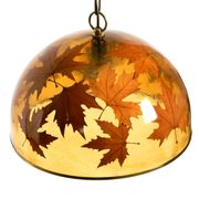 Rare, large 1970s Italian resin pendant lamp with embedded maple leaves