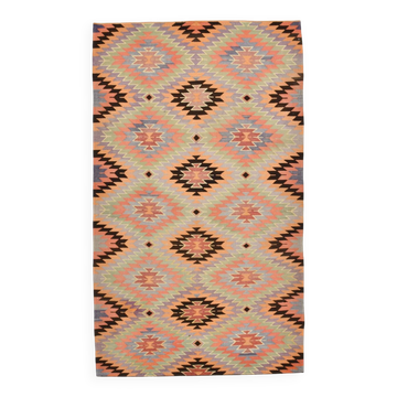 Vintage Light Green Tribal Kilim Area Rug, 176x301Cm
