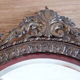 Old brass hand mirror - 25x12cm