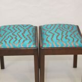 Pair of 50/60 design stools, jacquard fabric.