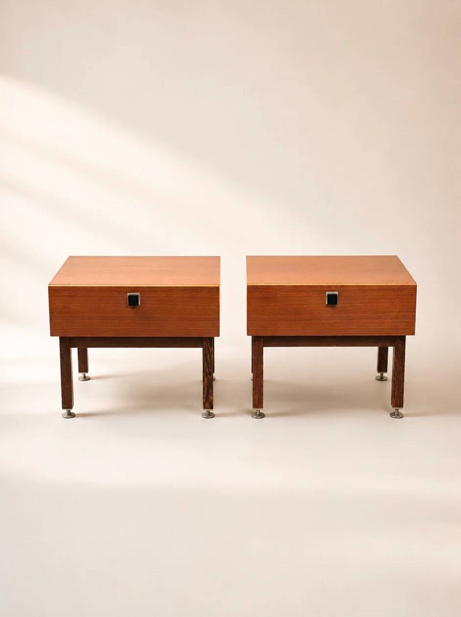 Set midcentury teak nightstands