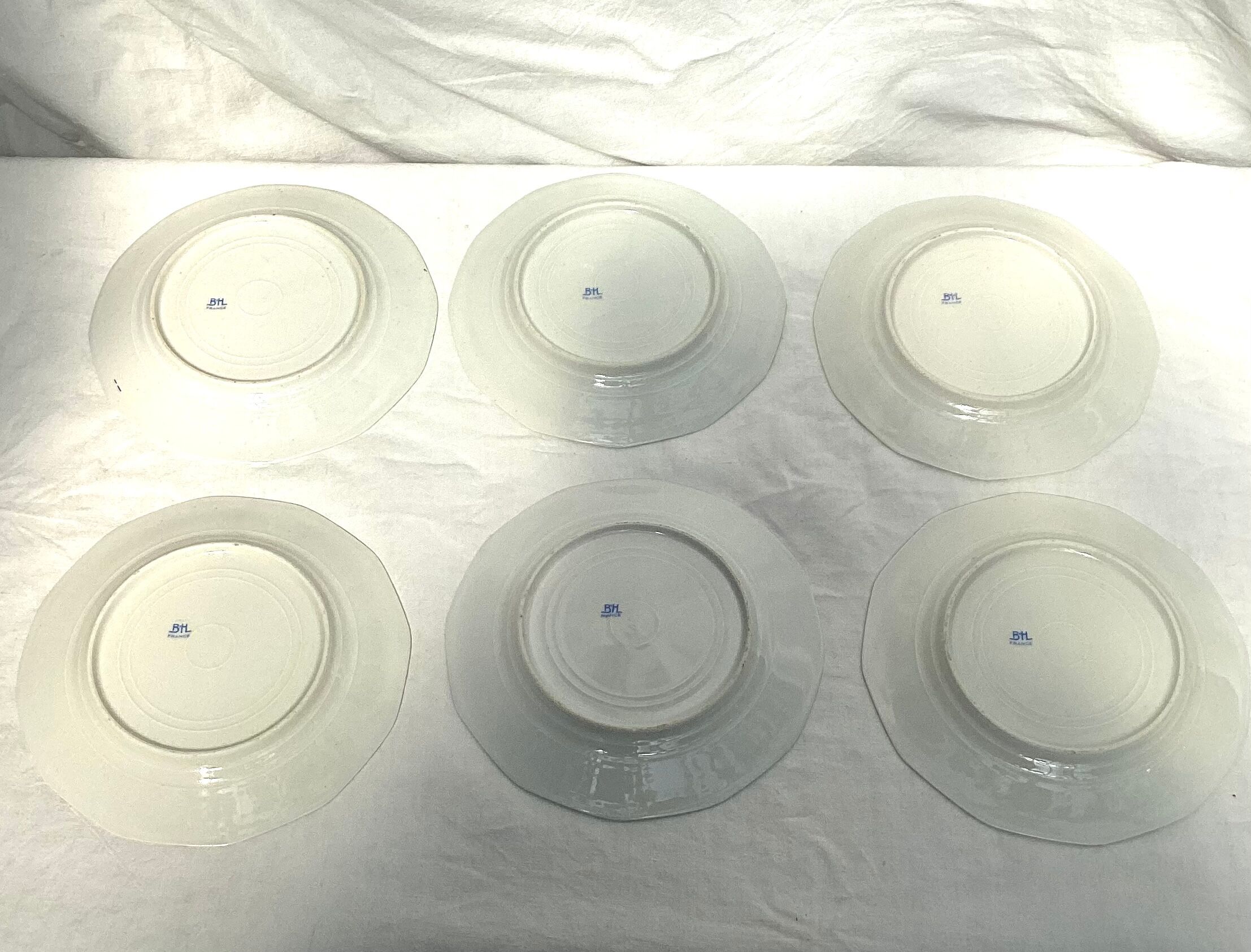 Set of six vintage Limoges dessert plates stamped
