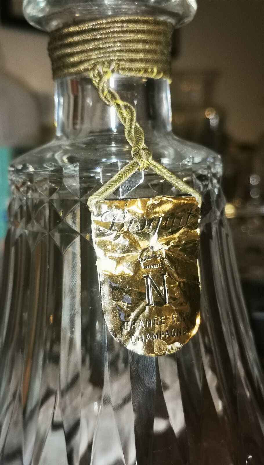 Baccarat crystal decanter, Piccadilly model, for Bisquit Cognacs.