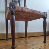 Armchair, low carved chair from the 19th century - decorated with wheat ears.