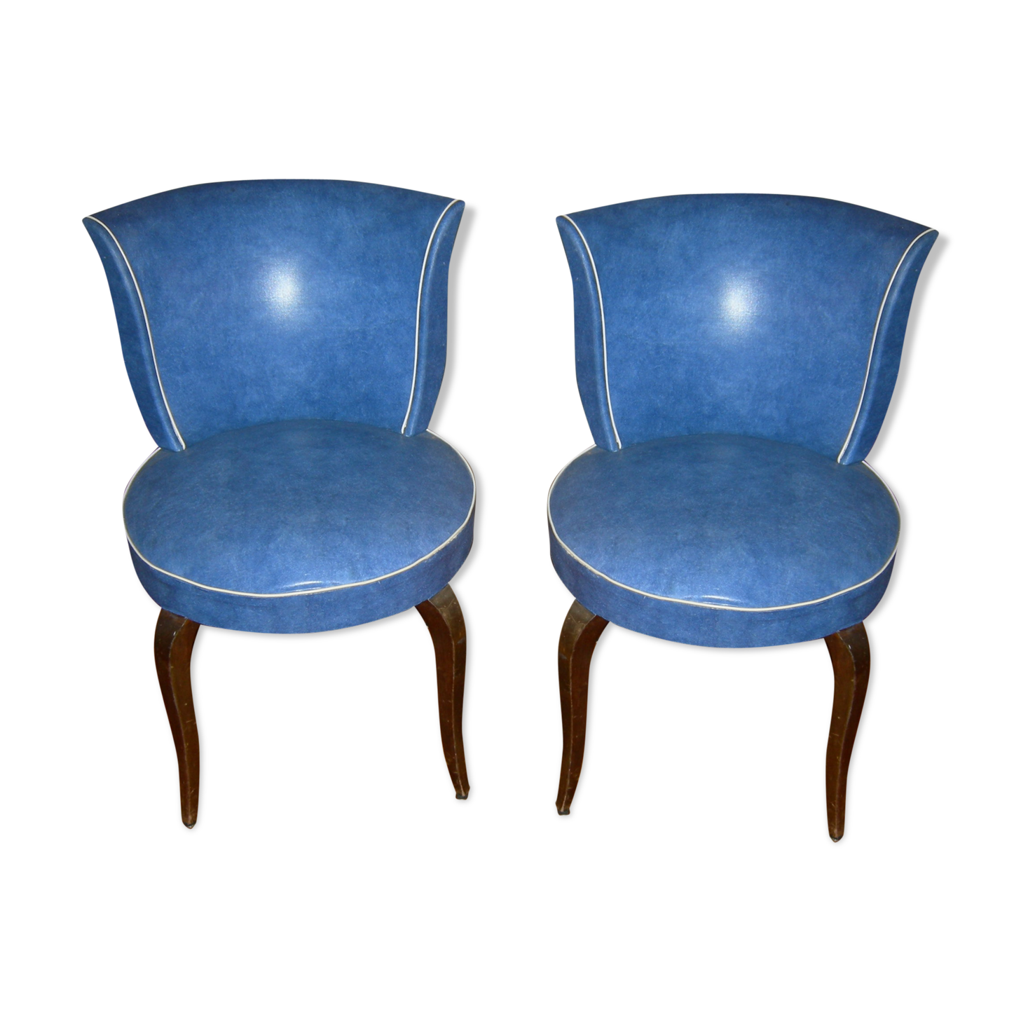 Lot of 2 blue toad armchairs