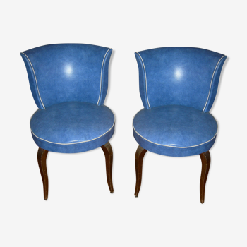 Lot de 2 fauteuils crapaud bleu