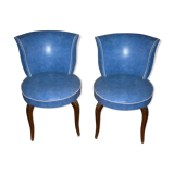 Lot of 2 blue toad armchairs