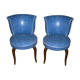 Lot de 2 fauteuils crapaud bleu