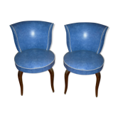 Lot of 2 blue toad armchairs