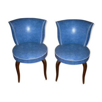 Lot of 2 blue toad armchairs