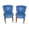 Lot of 2 blue toad armchairs