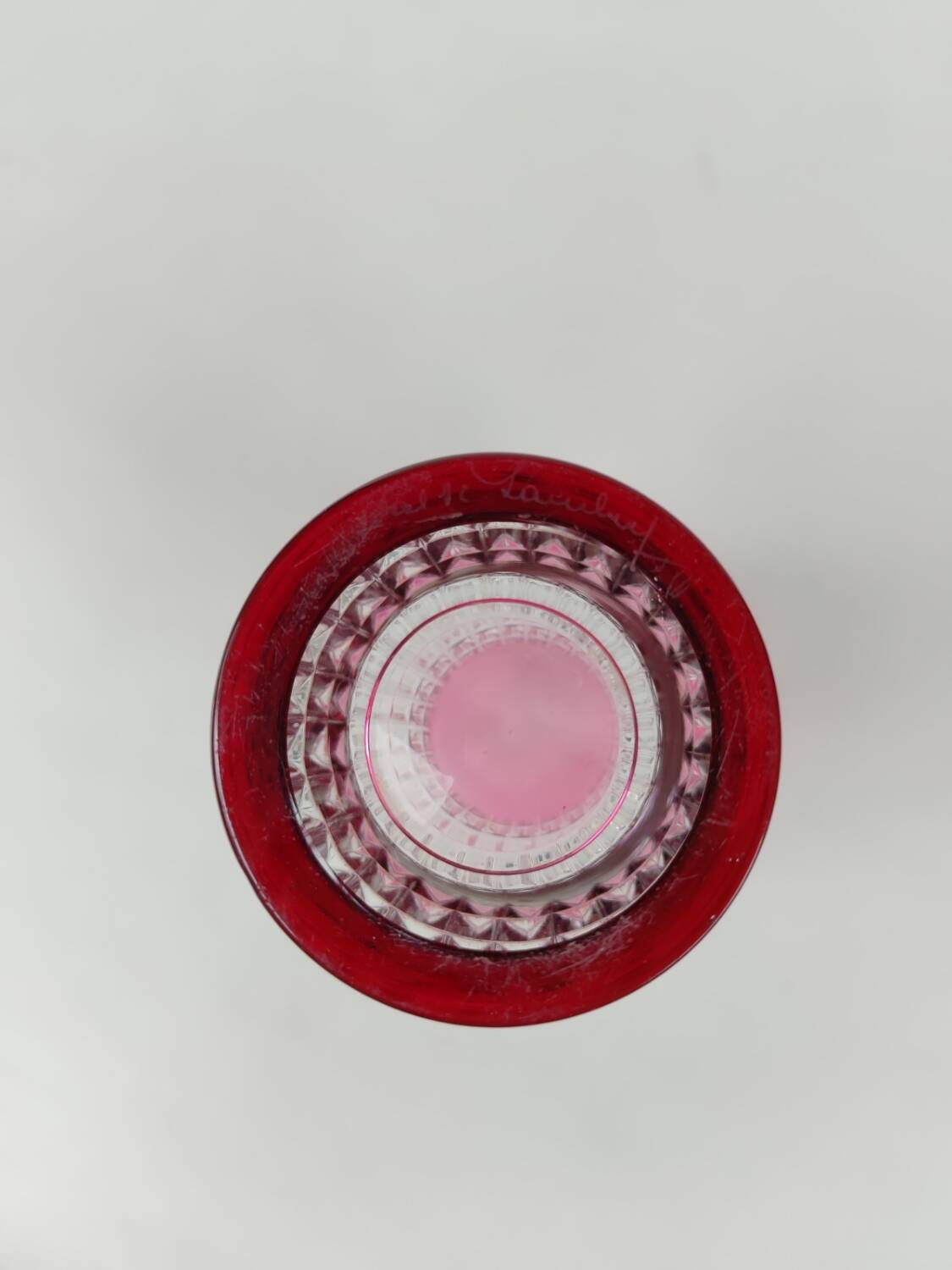 Pink crystal vase from Val Saint Lambert. Circa 1960.