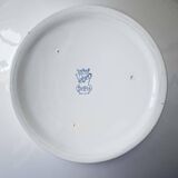 Blue and white ceramic table lamp, William Morris Acanthus shade, Dutch vintage.