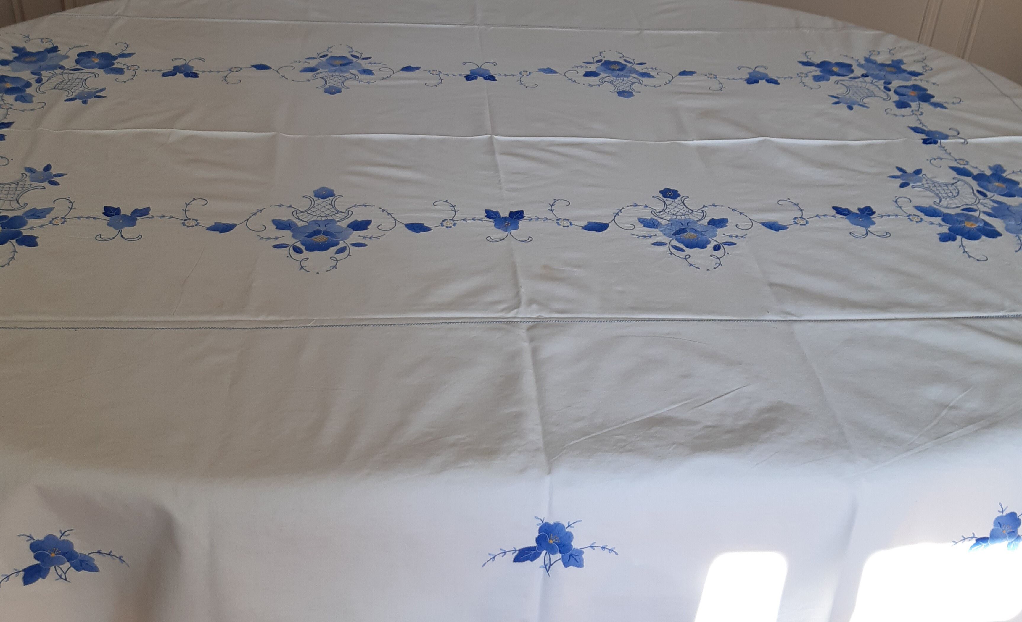 Blue hand embroidered coat with 12 towels