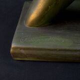 Modern sculpture of a nude woman in green ceramic, signed Carlos Nazareth