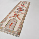 3x11 geometric oushak runner rug,97x348cm