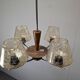 1960s Napako Mid-Century Modern Czech Four-Arm Glass Wood Chrome Chandelier