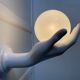 Ceramic and opaline women's hand wall light, 1970s