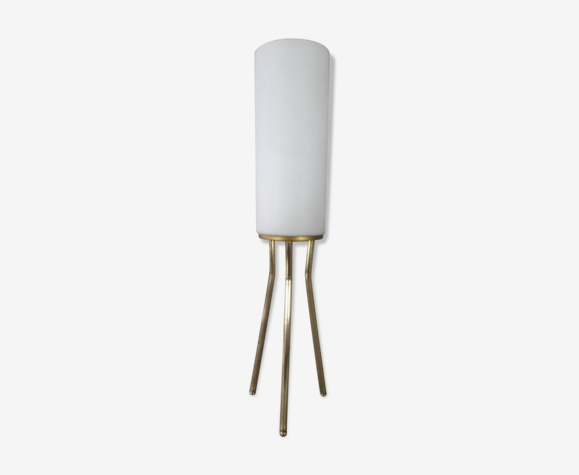 Lampe tripode en laiton avec sa tulipe opaline