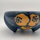 Tripod ceramic pocket tray, hand painted blue