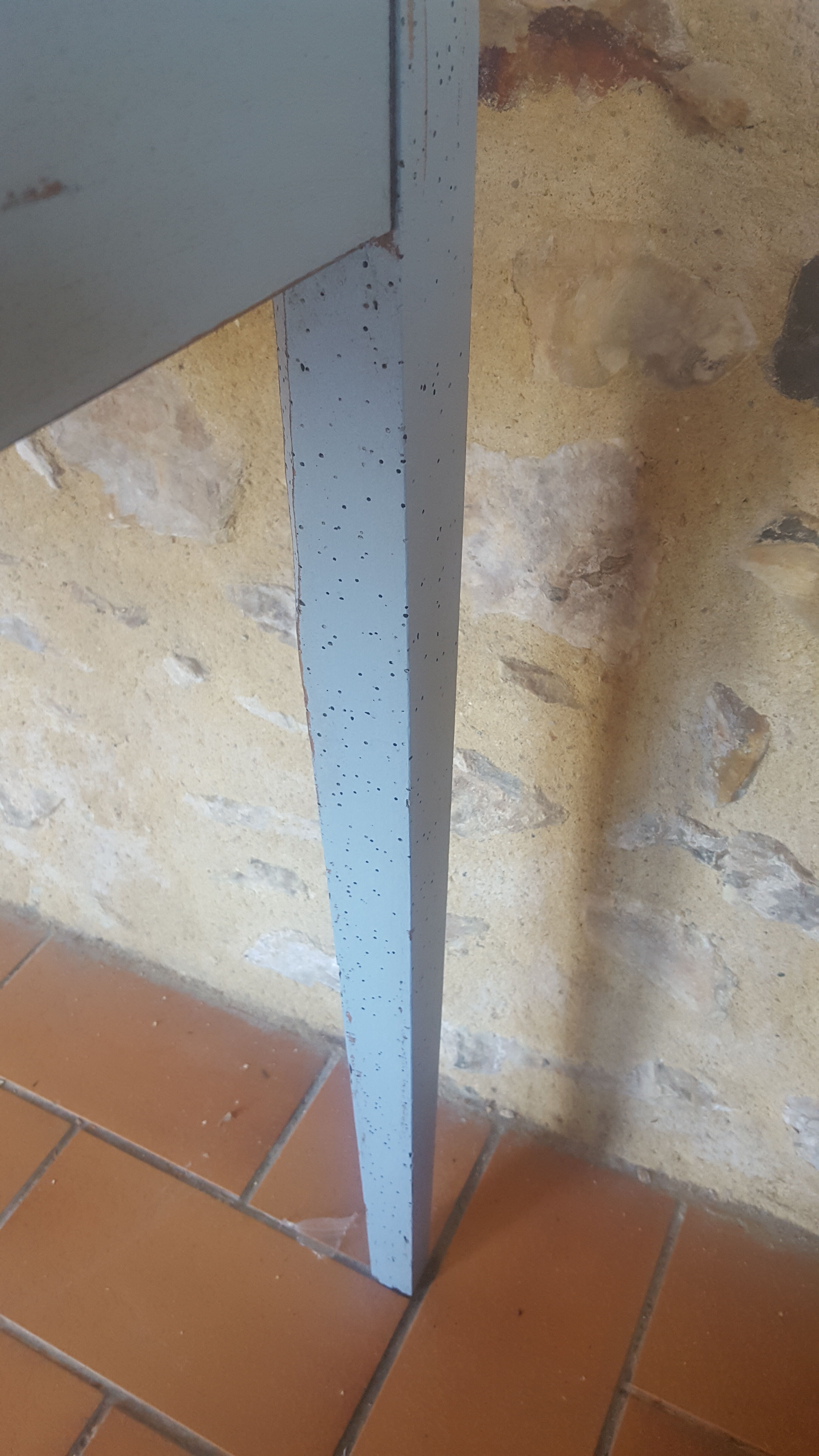 Small sky blue patina farm table