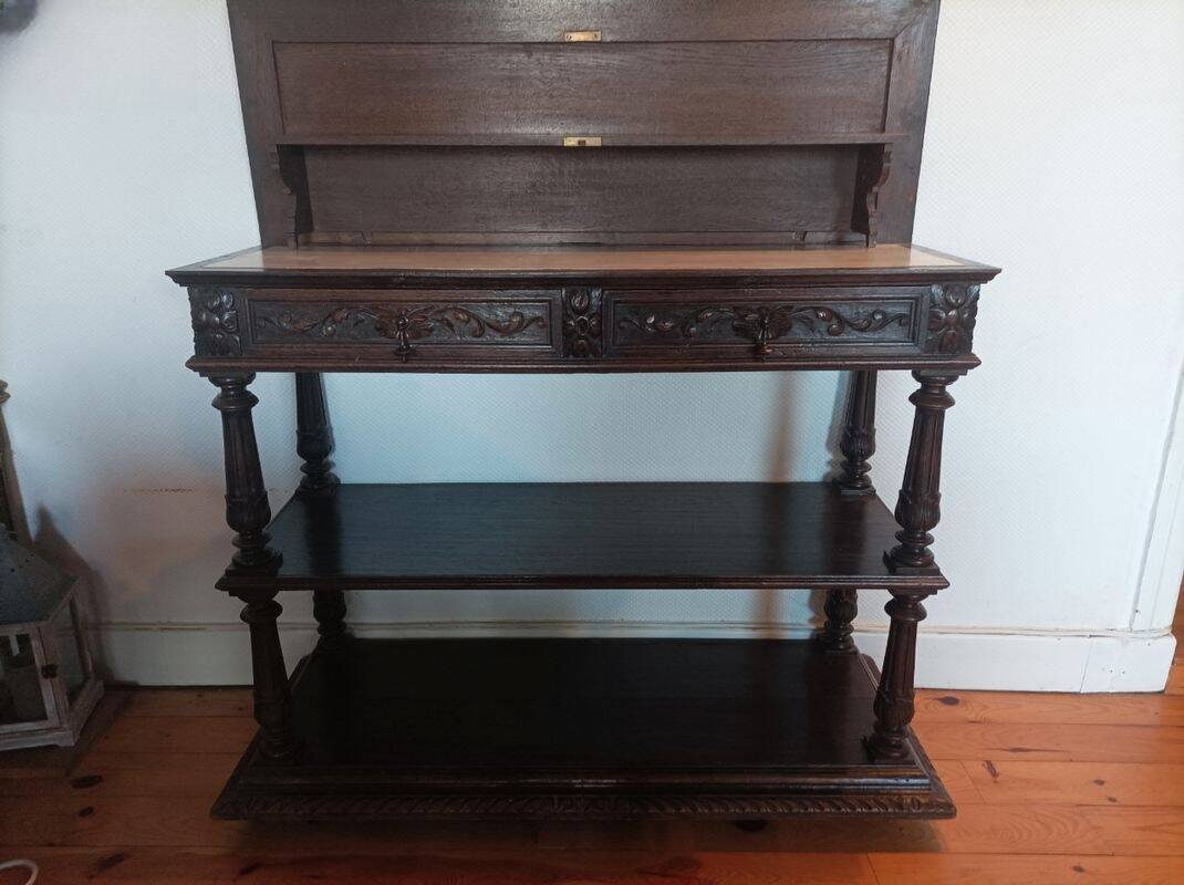 Console oak white marble